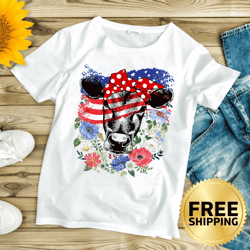 american flag patriotic cow lover t-shirt - independence day shirt, 4th of july shirt, usa flag shirt, farmer shirt