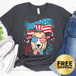american flag patriotic sheep lover t-shirt - independence day shirt, usa flag shirt, 4th of july shirt, farmer shirt