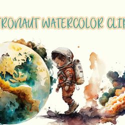 Astronaut Watercolor Clipart