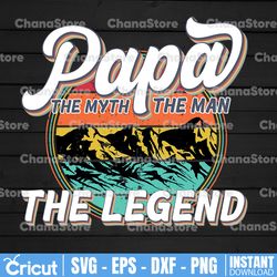 retro papa the man the myth the legend svg, fathers day svg, dad gift, papa, papa gift, funny dad svg, fatherhood svg