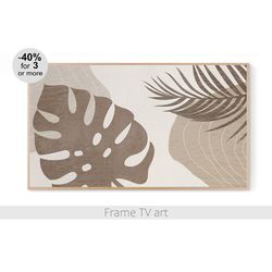 frame tv art abstract beige floral boho neutral botanical minimalist, samsung frame tv art instant download 4k | 545