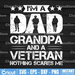 i'm a dad grandpa and a veteran nothing scares me png, png printable, digital print design, instant download