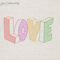 Lettering LOVE Machine Embroidery Design download