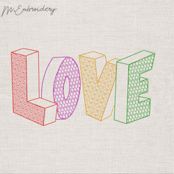 lettering love machine embroidery design download