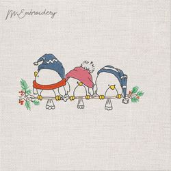 winter birds machine embroidery design download