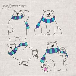 SET Polar Bear Machine Embroidery Design download