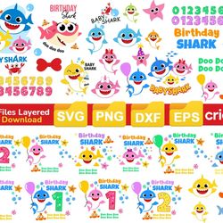 baby shark svg bundle, shark svg, baby birthday decorations, family shirt, svg, png, eps, dxf, bundle svg - download