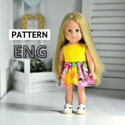 Doll dress pattern for Gotz doll 11 inches higt, pdf sewing pattern