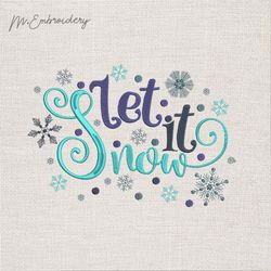 Lettering Let it snow Machine Embroidery Design download