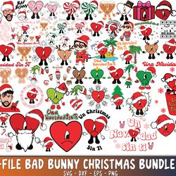 380 file bad bunny christmas svg,bad bunny christmas svg eps png, for cricut, silhouette, digital, file cut