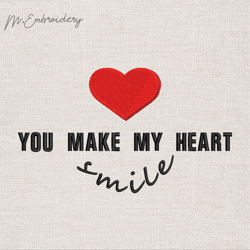 lettering you make my heart smile machine embroidery design download