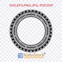Tattoo svg. Samoan hoop tribal design / Samoan circle frame tribal pattern design