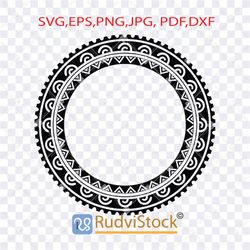 Tattoo svg. Polynesian tattoo hoop design/ Samoan circle frame tribal pattern design