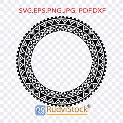 Tattoo svg. Circle Polynesian tattoo tribal / Samoan circle frame tribal pattern design
