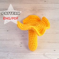 Crochet pattern, mushroom pattern, chanterelle crochet pattern, play kitchen food, easy tutorial, true size toy