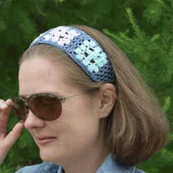 Granny square headband. Preppy summer hair accessories