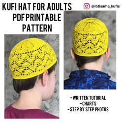 Adults crochet summer kufi cap PDF pattern