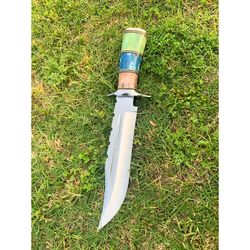 Handmade Custom D2 Steel Camel Bone Colored Bowie Knife Forged Hunting Knife USA