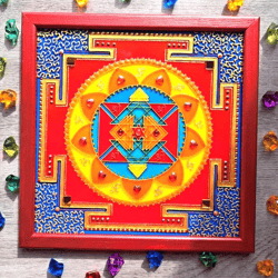 Stained glass Vastu Purusha Yantra Mandala Meditation Energy Spiritual art Vastu Vegan Vedic Yoga gift Sacred geometry