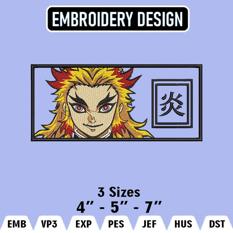 Renguko Pattern Rengoku Kyoujurou Embroidery Designs, Rengoku Embroidery Fil | Inspire ...