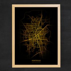 Huntsville City Map - Huntsville, United States City Map Gold Poster