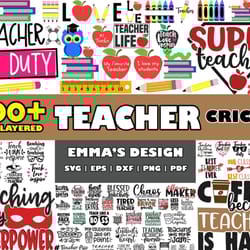 teacher svg bundle, teacher svg, layered design vector files, svg for cricut, png, dxf, svg, eps, bundle svg - download