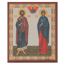 Saints Adrian and Natalia | Handmade Russian icon  | Size: 2,5" x 3,5"