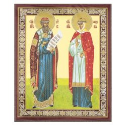 Saints Peter and Fevronia | Handmade Russian icon  | Size: 2,5" x 3,5"