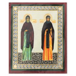 Saint Cyril and his wife Maria | Handmade Russian icon  | Size: 2,5" x 3,5"