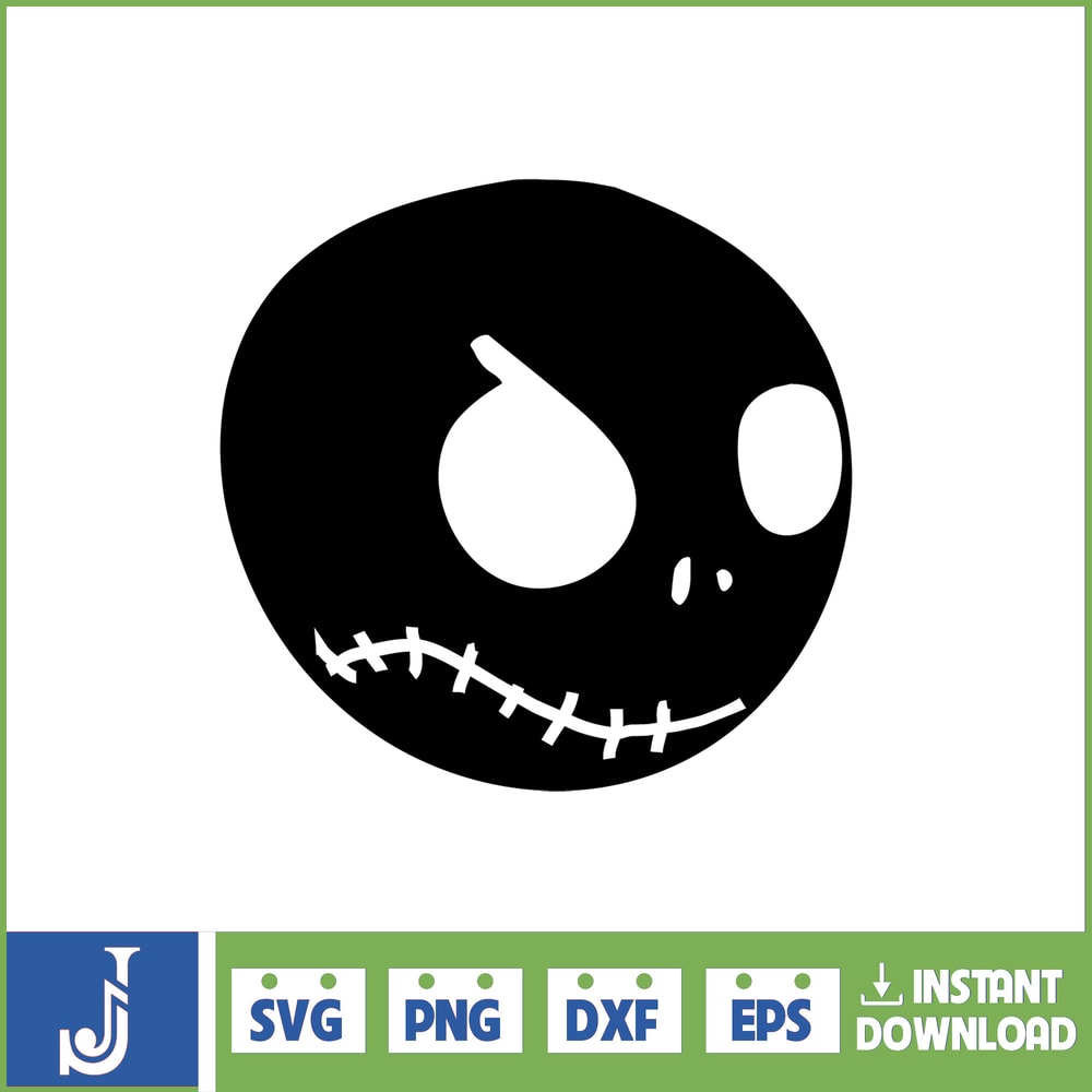 Jack Skellington Svg Layered Item, Jack Skellington Circular Face Svg, Jack Skellington Face Clipart, Cricut, Cut File, Sillhouette (207).jpg