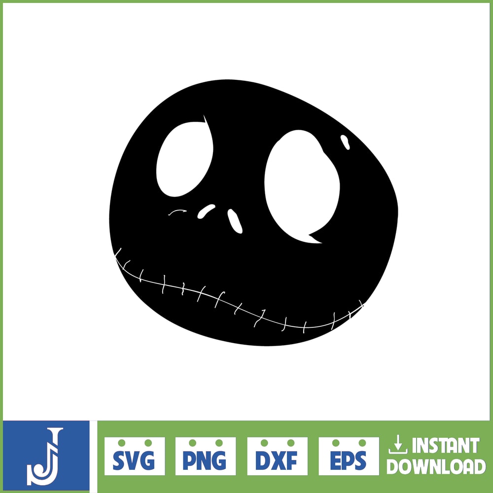 Jack Skellington Svg Layered Item, Jack Skellington Circular Face Svg, Jack Skellington Face Clipart, Cricut, Cut File, Sillhouette (210).jpg