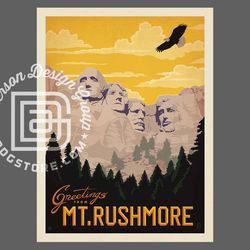 mt. rushmore national memorial travel poster by anderson design group | national memorial print | mount rushmore