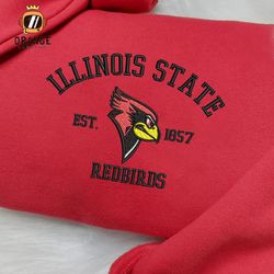 Illinois State Redbirds Embroidered Sweatshirt, NCAA Embroidered Shirt, Embroidered Hoodie, Unisex T-Shirt