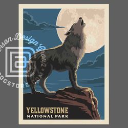 yellowstone national park wolf travel poster by anderson design group | national parks | yellowstone wolf print