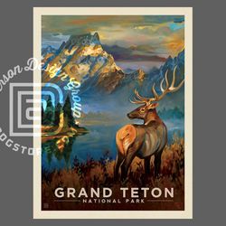 grand teton national park vintage travel poster by kai carpenter anderson design group | grand teton art print