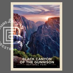 black canyon of the gunnison national park vintage travel poster by kai carpenter anderson design group | art print