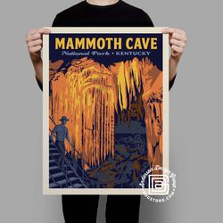 mammoth cave national park travel poster by anderson design group | kentucky national park | frozen niagara print