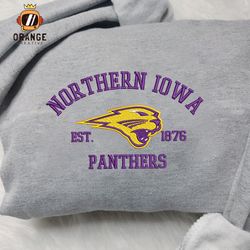 Northern Iowa Panthers Embroidered Sweatshirt, NCAA Embroidered Shirt, Embroidered Hoodie, Unisex T-Shirt
