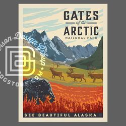 gates of arctic travel poster by anderson design group | alaskan national park print | gates of arctic print