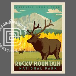 rocky mountain park travel poster by anderson design group | national park print | rocky mountain print