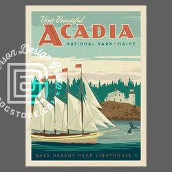acadia national park travel poster by anderson design group | national park print | acadia print