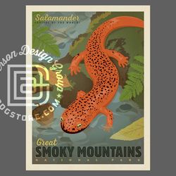 great smoky mountains national park travel poster by anderson design group | smokies salamander print | smoky mt