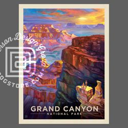 grand canyon national park vintage travel poster by kai carpenter anderson design group | grand canyon sunset art