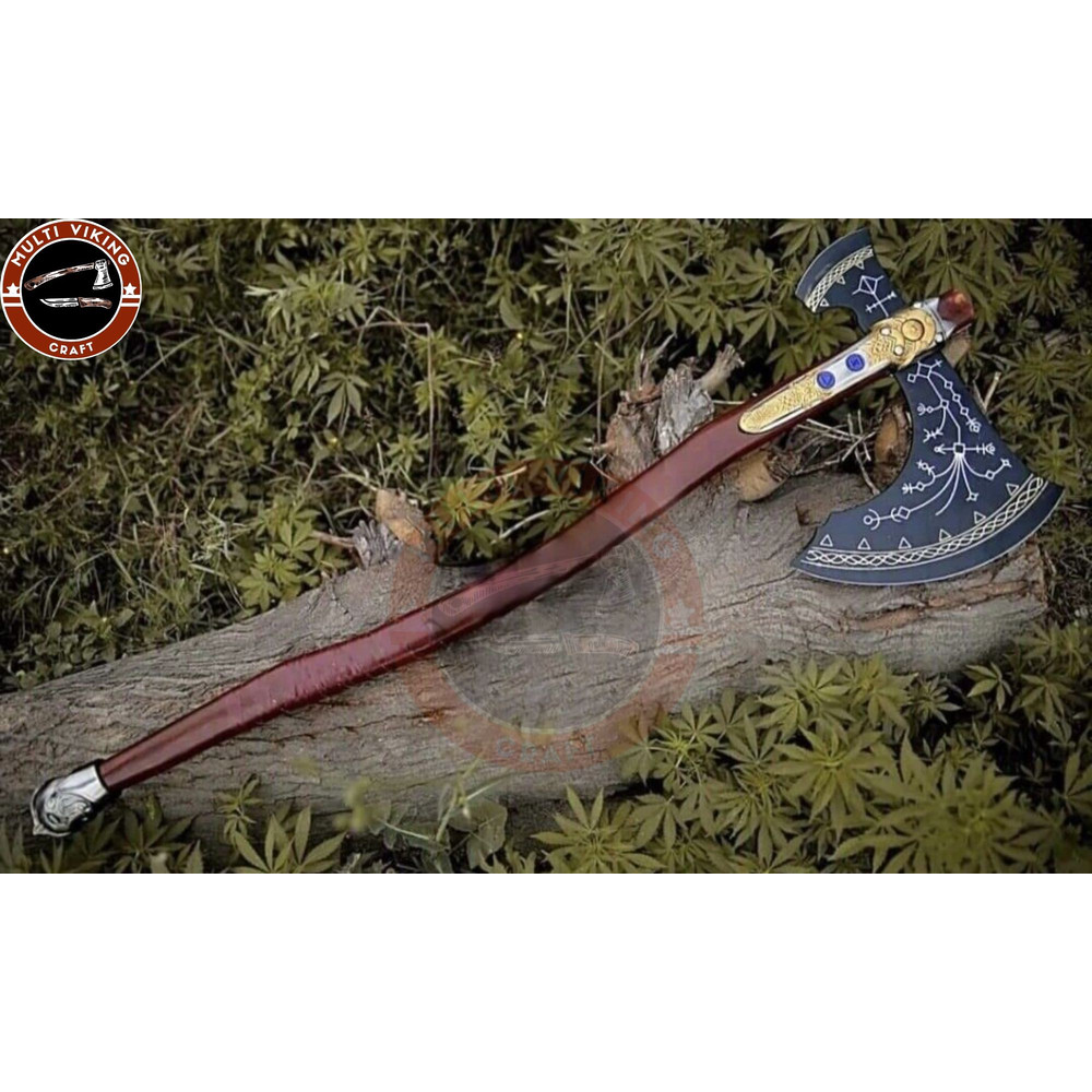 Kratos Axe, Medieval God of War Axe, Handmade Replica, Scandinavian Axe, Leviathan Axe, Battle Axe, Gift Axe, Gift For Him, Viking Axe (1).jpg