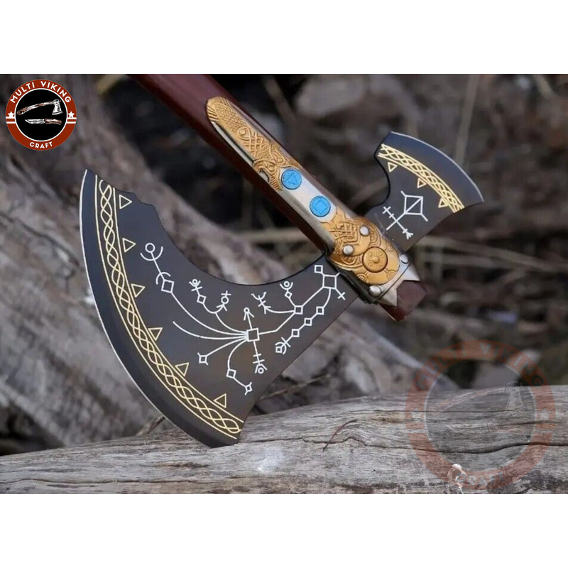 Kratos Axe, Medieval God of War Axe, Handmade Replica, Scandinavian Axe, Leviathan Axe, Battle Axe, Gift Axe, Gift For Him, Viking Axe (2).jpg
