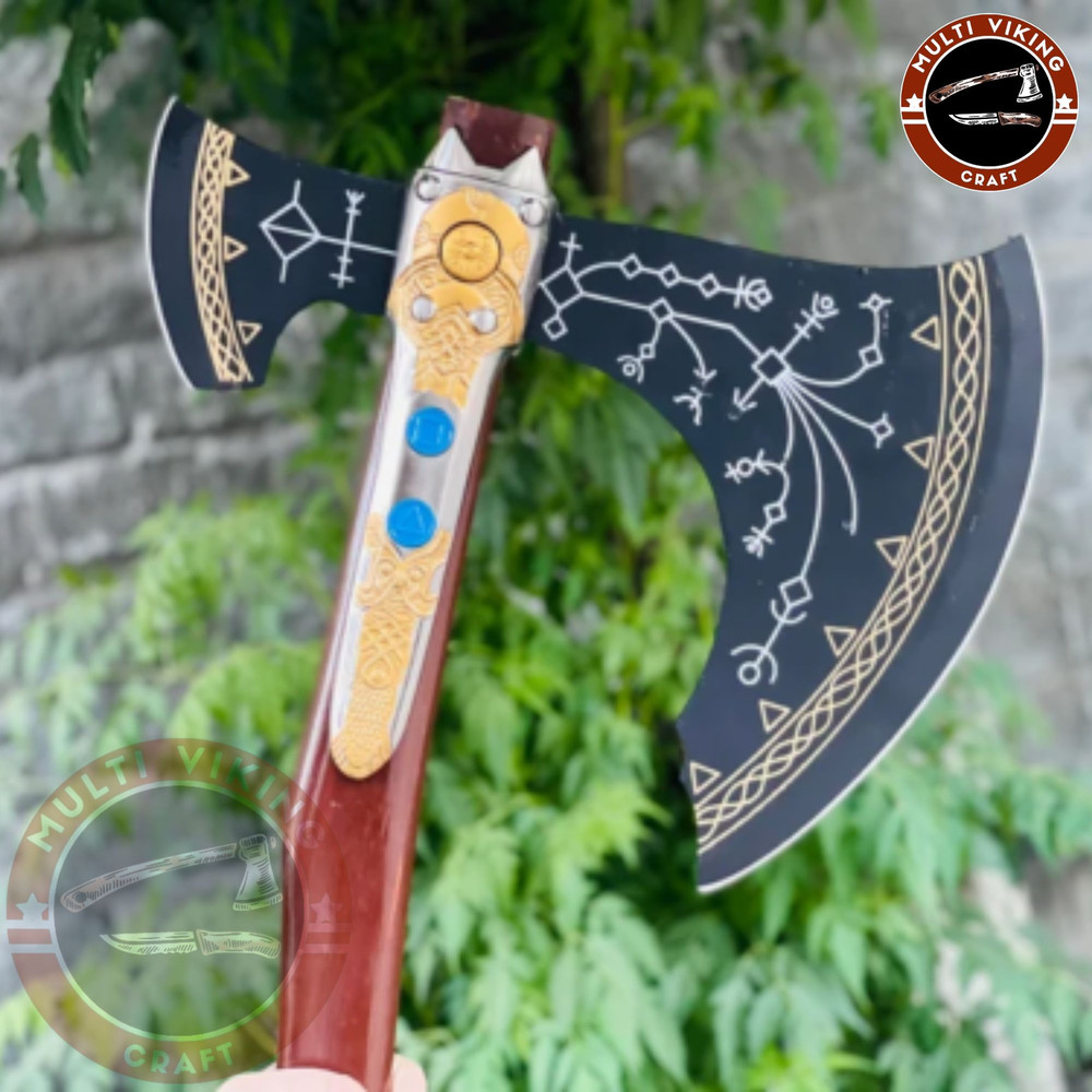 Kratos Axe, Medieval God of War Axe, Handmade Replica, Scandinavian Axe, Leviathan Axe, Battle Axe, Gift Axe, Gift For Him, Viking Axe (3).jpg