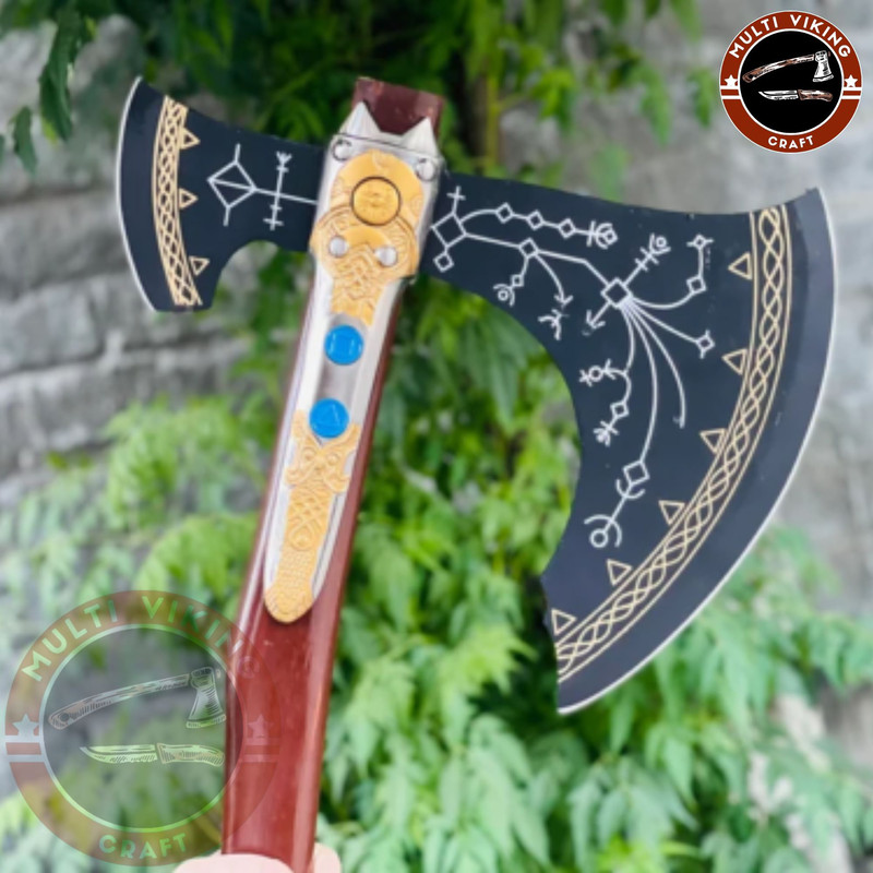 Kratos Axe, Medieval God of War Axe, Handmade Replica, Scandinavian Axe, Leviathan Axe, Battle Axe, Gift Axe, Gift For Him, Viking Axe (3).jpg