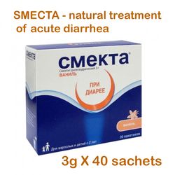 Smecta 3gr X 40 sachets (vanilla) Anti Diarrheal Treatment, Flatulence, Digestive Disorders, Abdominal Pain
