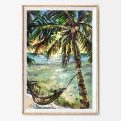 Palm Tree Painting Beach Original Art Hawaii Painting Maui Artwork 8 by 12 by SviksArtPainting