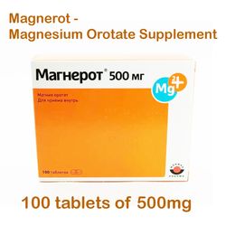 Magnerot 100 Tablets 500m Magnesium Orotate Supplement, Strengthens the Nervous System